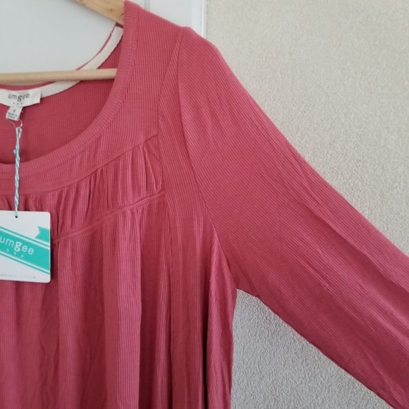 NWT Umgee Pink Ribbed Babydoll Dress Size Small - Picture 3 of 5